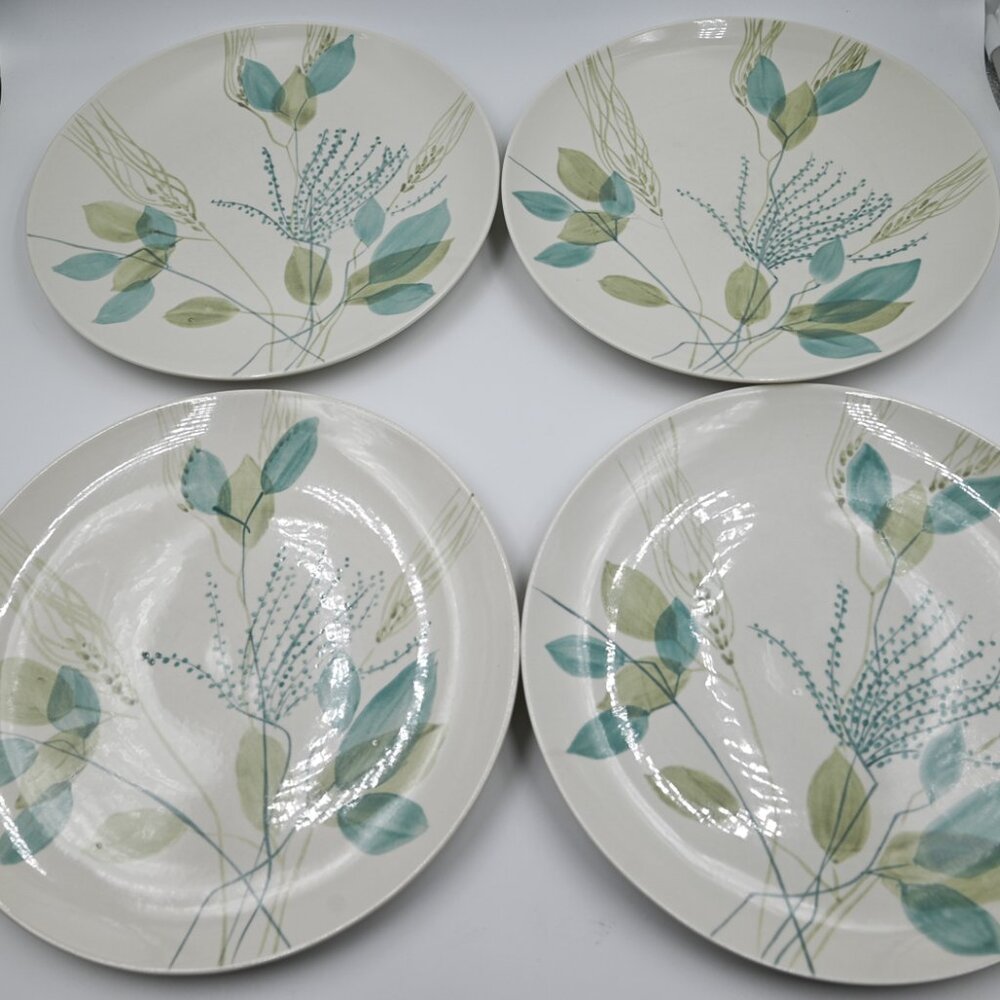 NEW Vtg Red Wing Mid-Century Merrileaf Set of 4 Dinner Plates 10.5 Inches NWOT